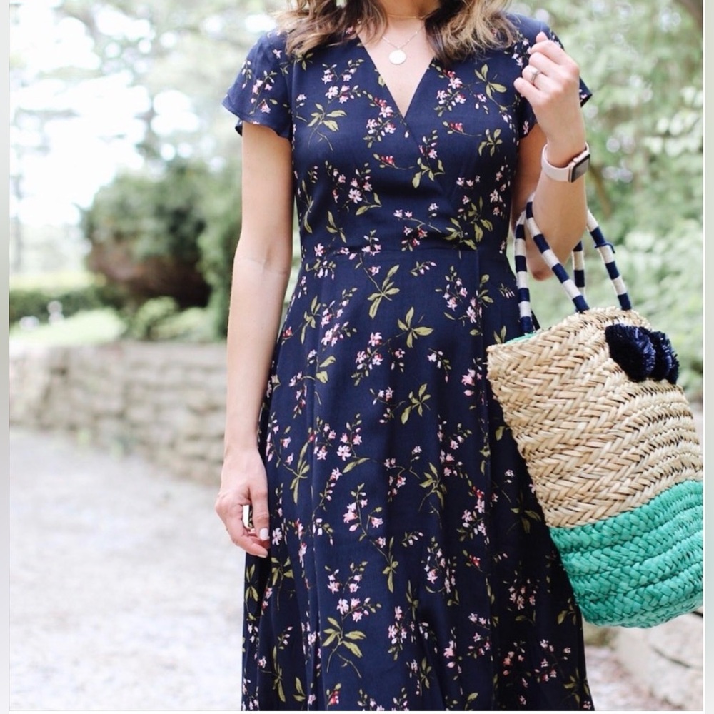 Ann Taylor Floral Navy Dress